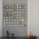 Front view of a modern metallic wall art made of 81 small mirrors.