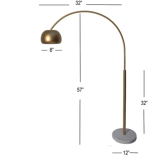 Image showing detailed dimensions of an arched floor lamp.