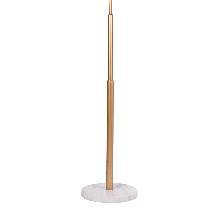 A plain background image of the lower section of a tall metallic floor lamp's main rod and the marble base.