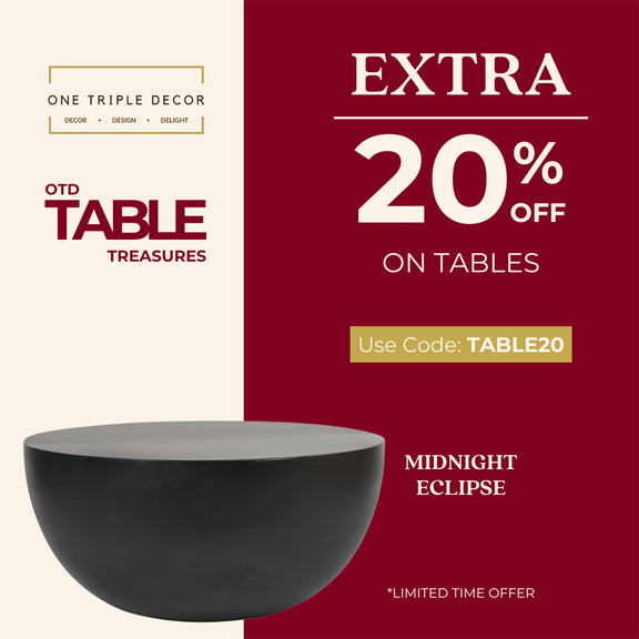 An advertising banner of a 20% discount on a table, also displayed is the image of the table.