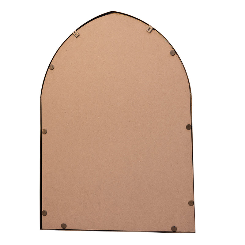 Back side image of a mirror showing the MDF cover holding the contents of the mirror in place.