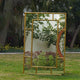 Close up front view of a large rectangular metallic mirror in a bamboo themed frame.