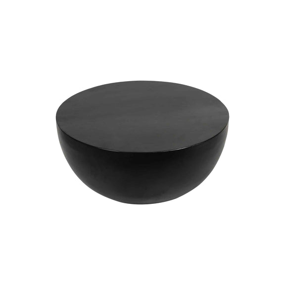 Black colored oval shape mango wood coffee table. top-view