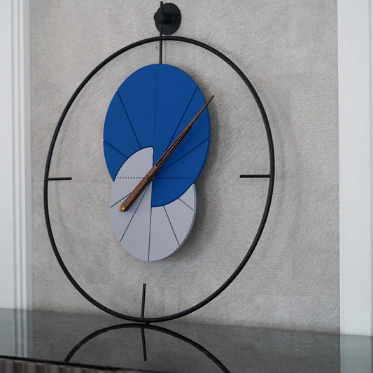 large wall clock in modern circular design side view