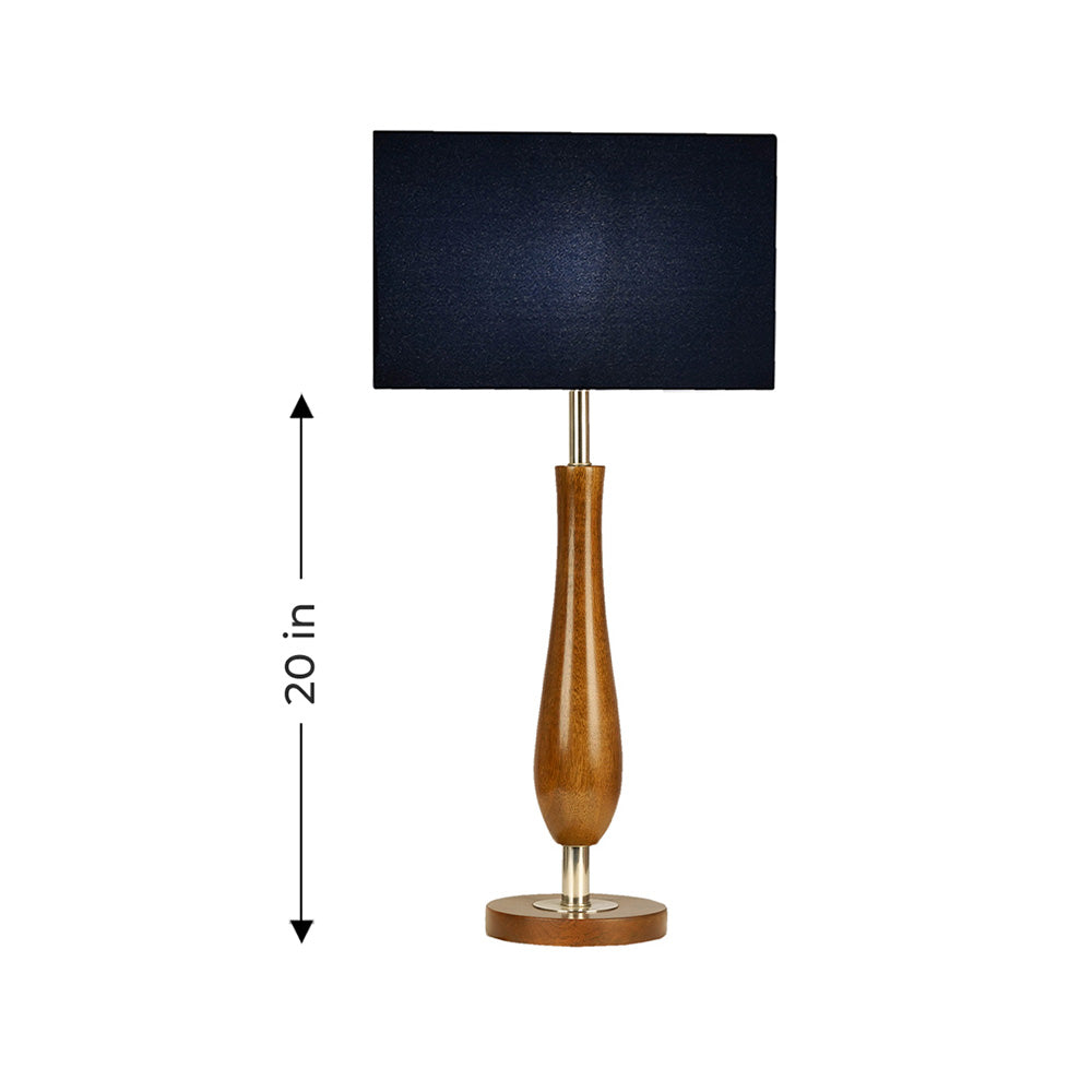 Table lamp in metal and wood in a white plain background.